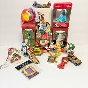 Christmas Ornament Lot Hallmark Disney Barbie Vintage Modern 21 Total